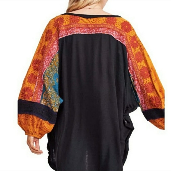 Free People Tripoli High Low Top in Black and Orange, Size xs - Picture 5 of 15